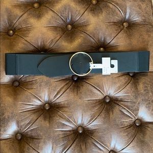 NWT Black Leather/Elastic Stretch Belt L